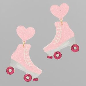 Glitter Roller Skate & Heart Earrings